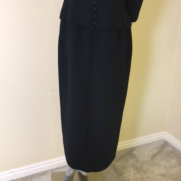 Donna Morgan Floral Beaded Formal Midi Dress 3/4 Sleeves - Picture 11 of 16